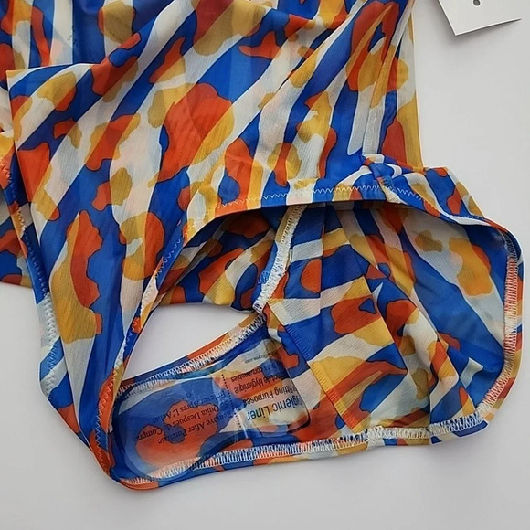 SOLID & STRIPED Luela One Piece Swimsuit Leopard Zebra Print Blue Orange Size M - Picture 6 of 14